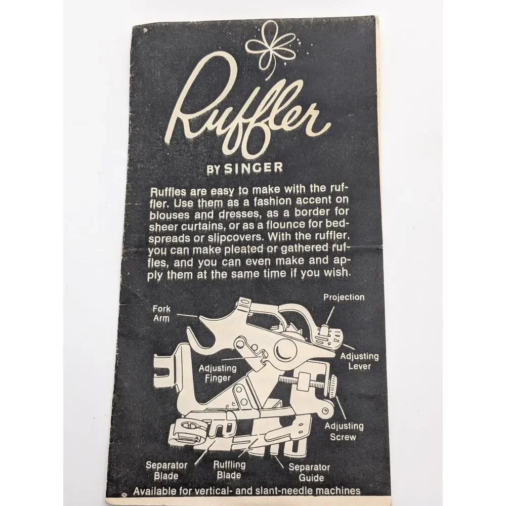 SINGER Vintage Ruffler Sewing Machine Attachment 1 6 12 Stitch Metal Foot Pleat
